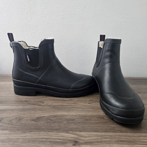 Tretorn Lina faux fur lined rubber ankle rain boots black size 9 - Picture 1 of 10